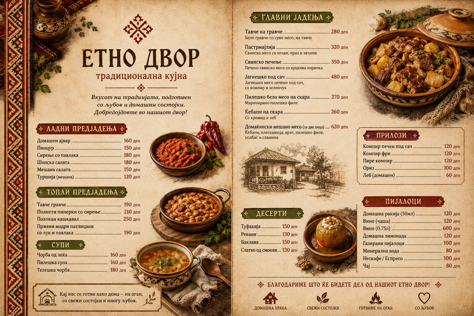 Etno dvor meni
